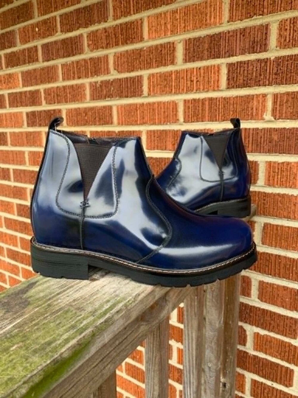 New Dark Blue Mens Calto Elevator Shoes Size 7.5 US ~ 3.6" Height Increasing NIB
